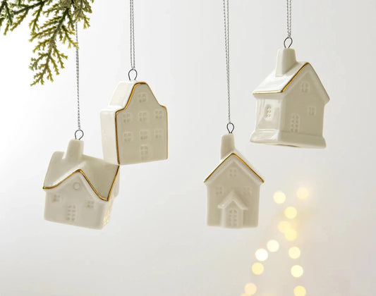 Three Porcelain House Hanging Decoration Set